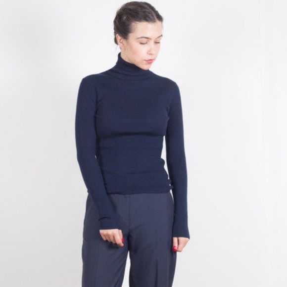 NEW Norse Projects Dark Navy Siri Roll 100% Merino Wool Sweater Womens Size XS - Picture 16 of 16